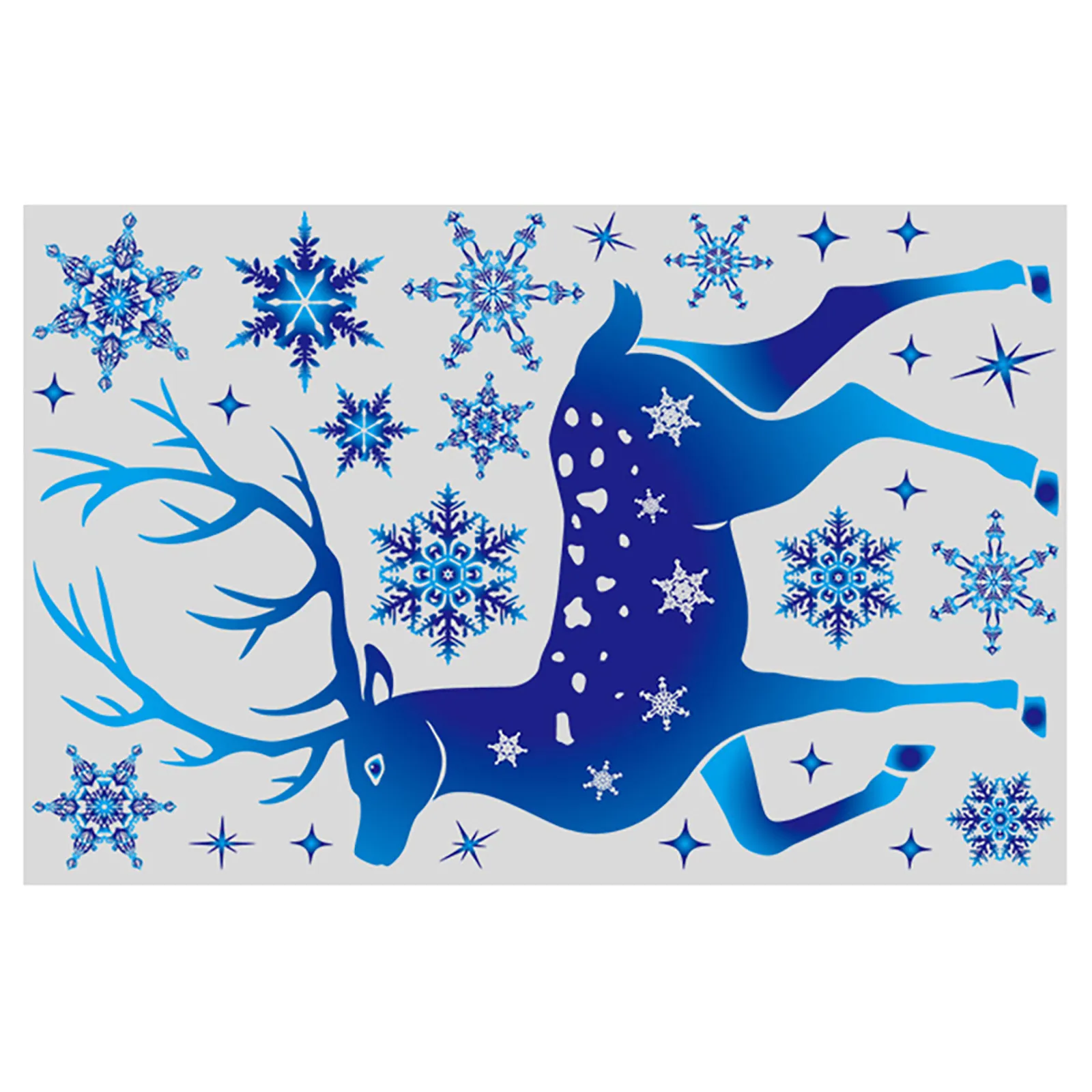 Christmas New Year Sticker Window Blue Elk Snowflake Stickers Winter Wall Decals New Year Sticker Christmas Window wall stickers window stickers