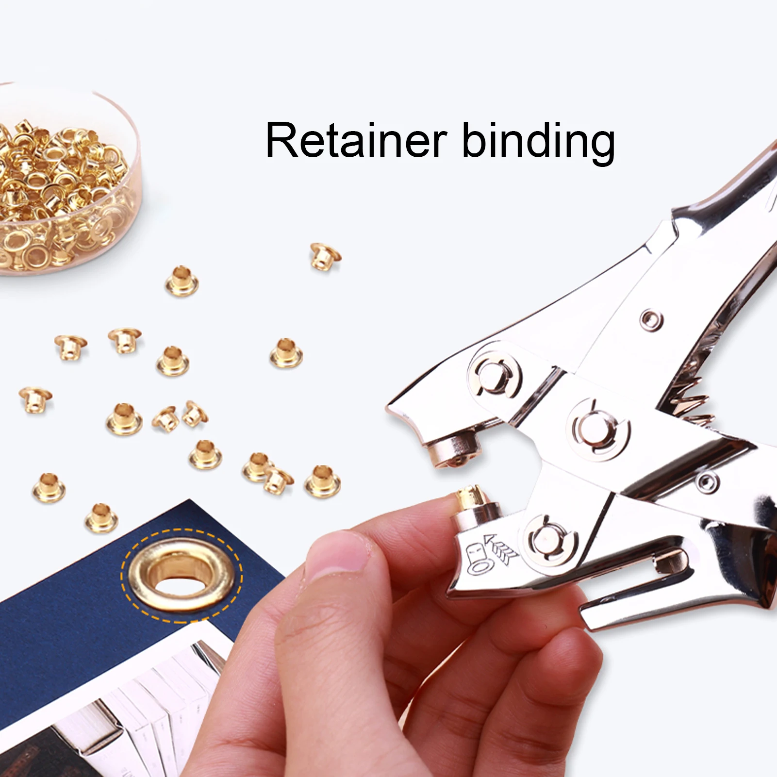 Stainless Steel Hole Puncher Heavy Duty 2 in 1 Household Garment Eyelet Leather Belt Card Shoe Setting Plier for Factory