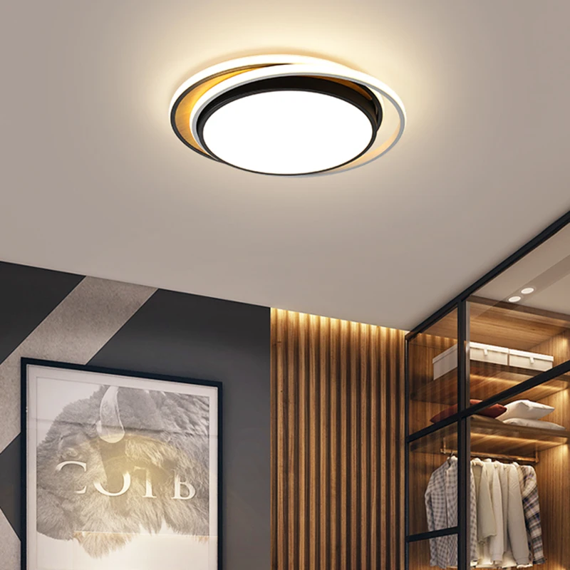 

Round Modern Led Ceiling Chandelier For Living room Bedroom study Fixture remote controller+Dimmable White or Black Chandelier