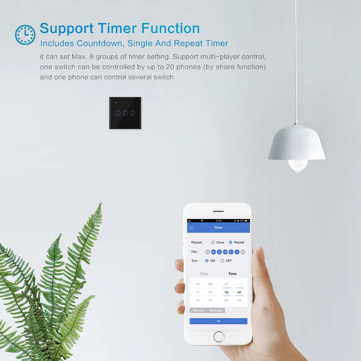 ЕС plug Wifi сенсорный выключатель 2 банды Samrt переключатель панель беспроводной интеллект синхронизации и дистанционное управление приложение работать с Alexa Google