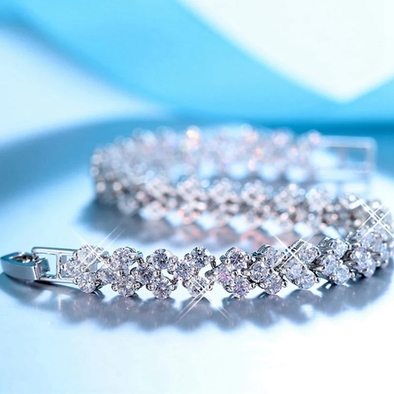 Высокое качество, шикарный очаровательный браслет, роскошные циркониевые браслеты для женщин, изысканные блестящие свадебные украшения для невесты