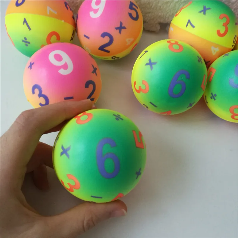 12pcs 6.3CM Anti Stress Relief Ball Colorful Numbers Math PU Foam Soft Squeeze Sponge Toys for Boys Kids