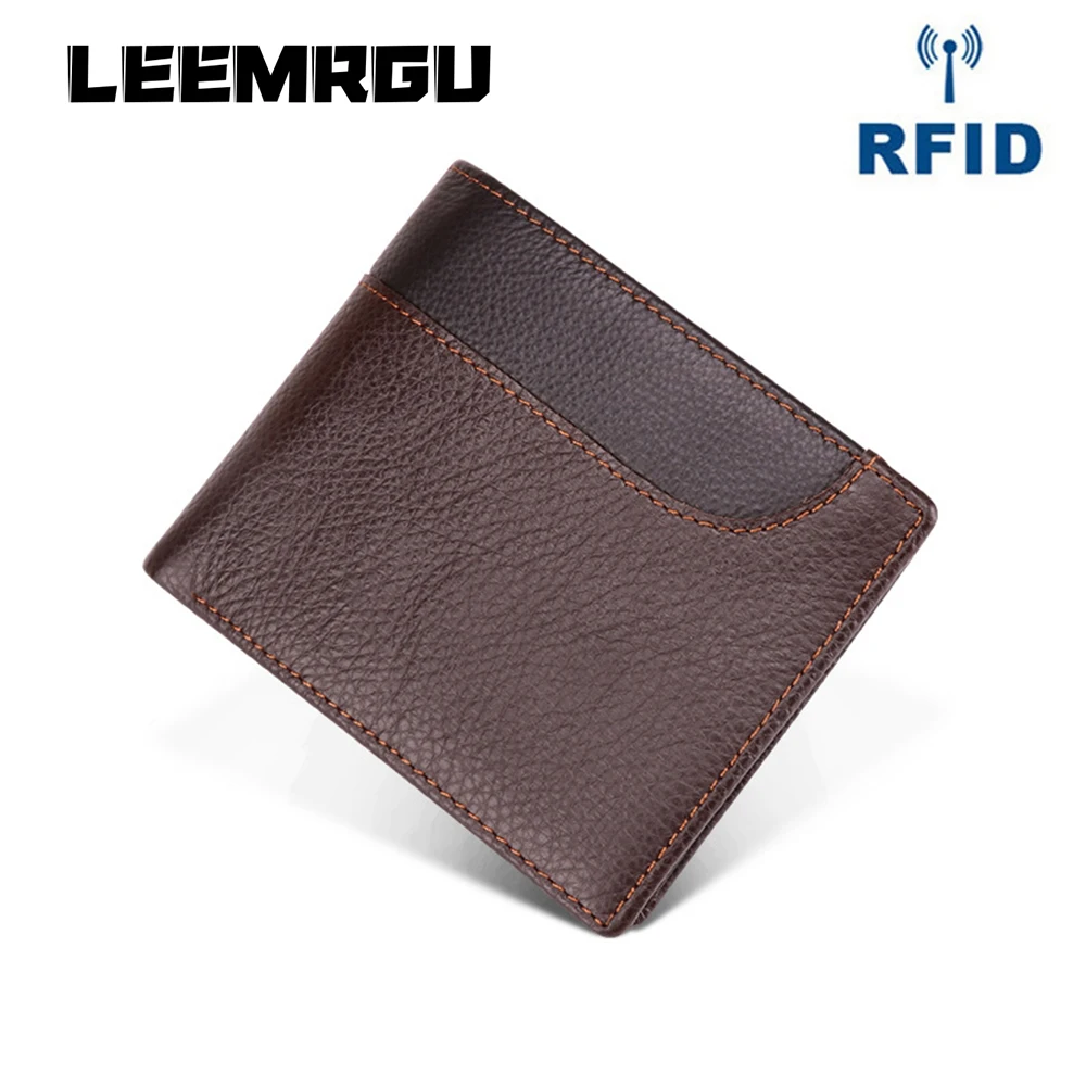 

Leather High Quality Slim Men's Wallet Multi-card Multi-function Short ID Pocket Ultra-thin Zipper Brand FRID Anti-theft wallet