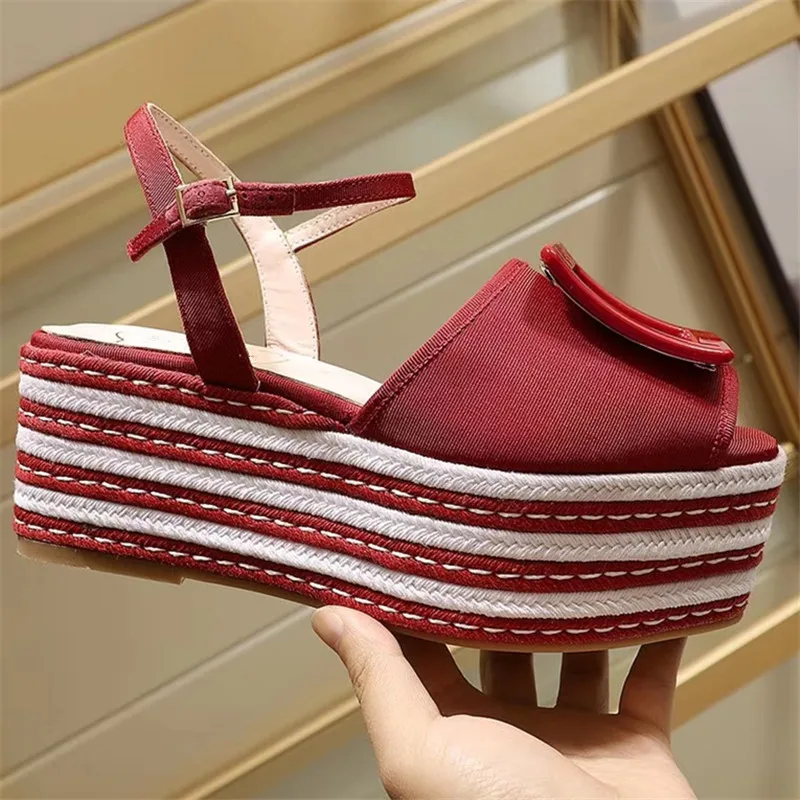Босоножки на танкетке Обувь платформе Женская обувь толстой подошве Zapatos De Mujer с