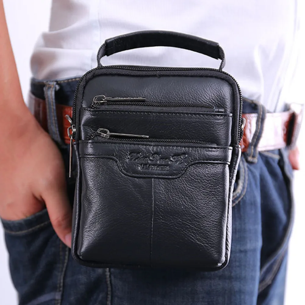 Men Genuine Leather Belt Hip Bum Waist Fanny Purse Pack Pouch High Quality Small Business Shoulder Messenger Cross body Bag |