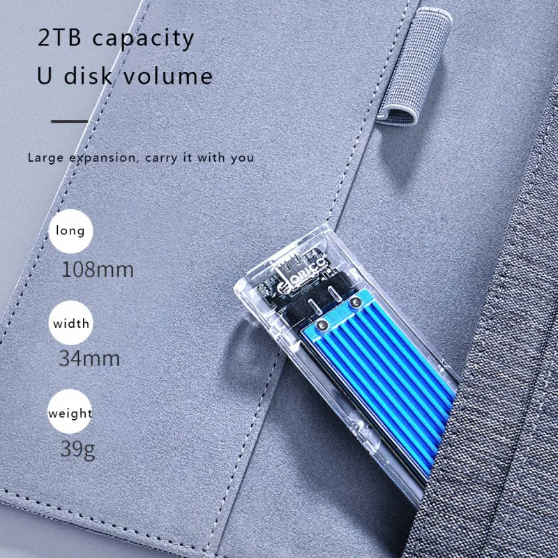 Светодиодный индикатор M.2 корпус SSD NVME Тип C USB 3,1 Gen2 10 Гбит/с UASP прозрачный корпус для 2230 2242 2260 2280