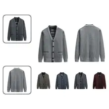 Sweater Coat Ribbed Hem Handsome Cold Resistant Fleece Lining Solid Color Sweater Coat