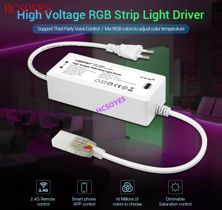 Milight POW-LH1 высокого напряжения RGB Led контроллер света драйвер Wi-Fi приложение Смарт RGB Светодиодные полосы контроллер 400 Вт Вождение 50 м светодиодные ленты
