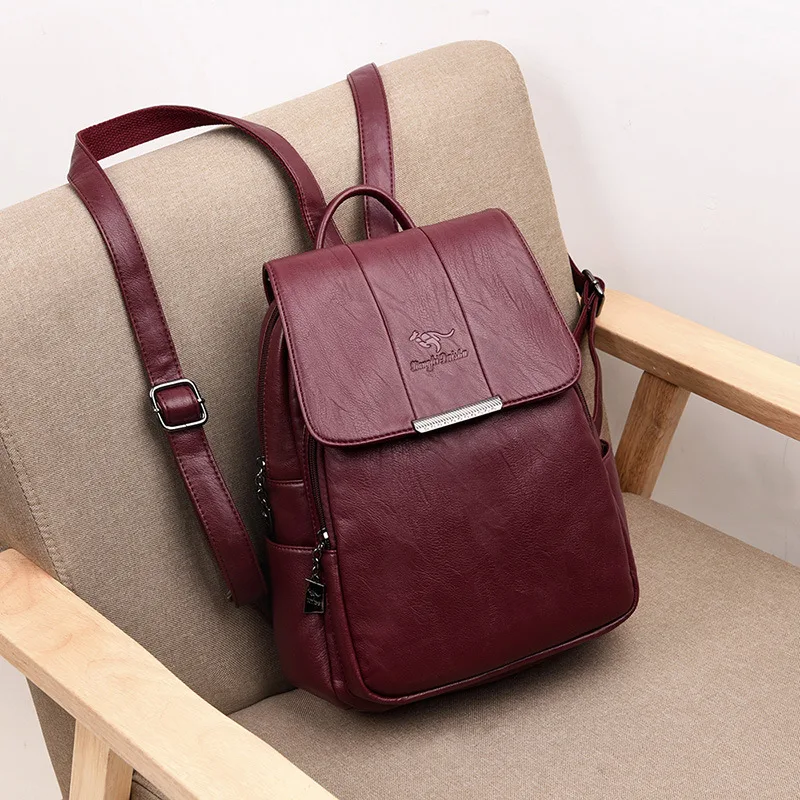 

Simple Fashion Glorious Backpack Women's 2019 New Style Schoolbag Soft Leather Outdoor Travel Backpack