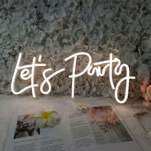 

Custom Logo for Let's Party Transparent Acrylic Wall Decor Neon Sign Light Letter Board Party Background Creative Gift