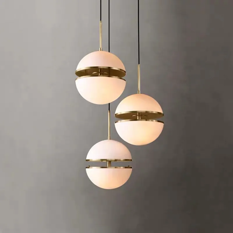 

Nordic creative chandelier Modern minimalist chandelier bedroom bedside lamp bar small chandelier acrylic semi-round ball lamp