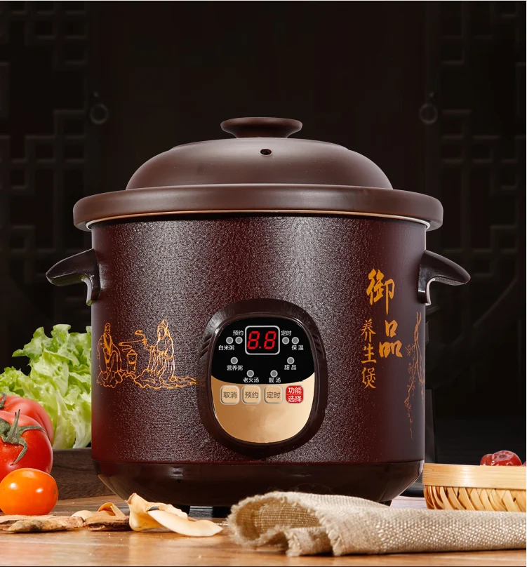 DMWD 1.5L Electric Mini Slow Cooker Stew Soup Porridge Health Pot Time  Control Ceramic Baby Food Cooking Machine Meal Steamer EU