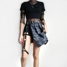 Сексуальные женщины Learther жгут Harajuku один ремень клип кожа Панк подтяжки Регулируемый носок ручной работы подвязки