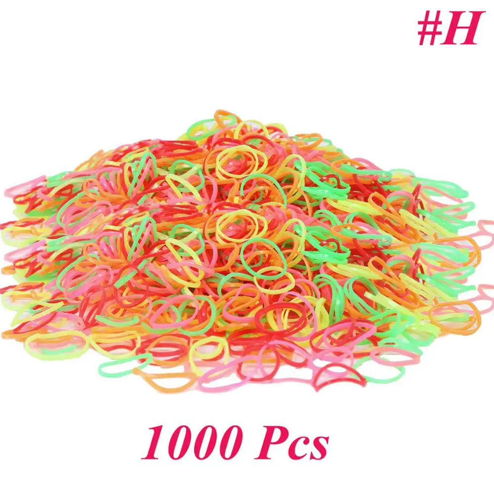 1000H 200/1000 шт милые цветные кольца для девочек, Одноразовые эластичные резинки для волос, резинка для хвоста, резинки для волос, Детские аксессуары для волос - Цвет: 1000H