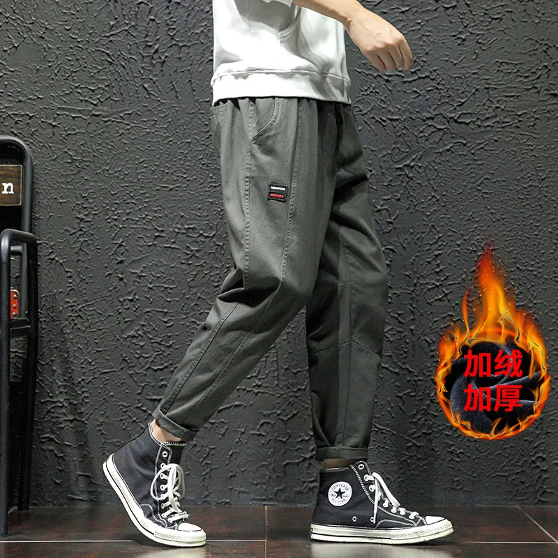 

2019 Hk113 plus Velvet Japanese-style Black Wall Large Size Skinny plus Velvet Casual Pants M-5x Hk1113