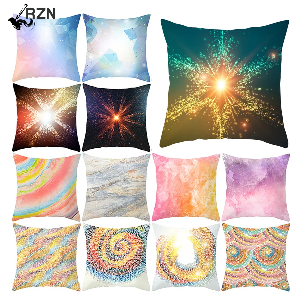 Colorful Geometric Polyester Cushion Cover Black and White Home Decorative Pillow for Sofa Couch Bed Case 45X45CM | Дом и сад