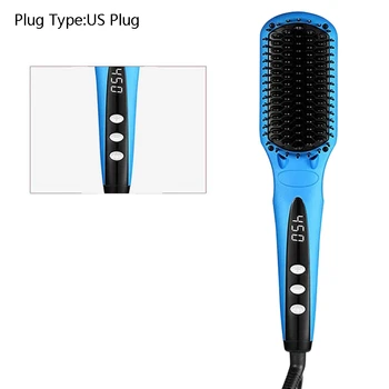 

-Enhanced Hair Straightener Brush 2-In-1 Ionic Straightening Brush With Anti-Scald Feature Auto Temperature Lock And Auto-Off