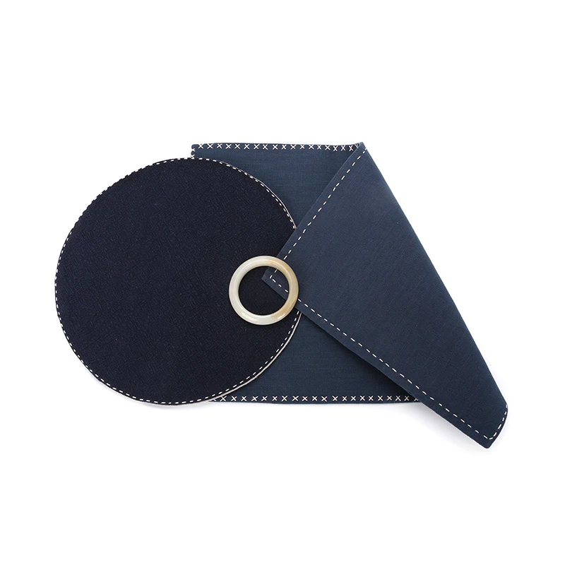 Exquisite Navy Blue Cotton And Linen Embroidered Square Pad For Femal Ring Earring Pendent Bracelet Jewelry Display Cloths