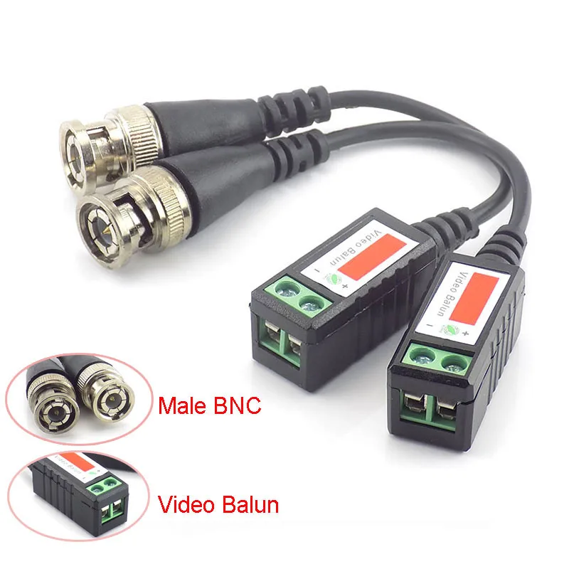 1 пара CCTV Согласующий трансформатор для видеоизображения, витая Balun пассивные трансивера BNC разъем 3000FT UTP кабель питания Cat5 адаптер Аксессуары E14