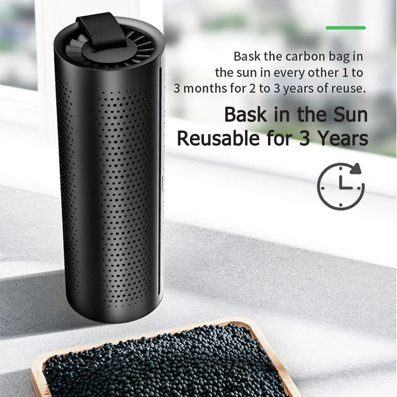 Small Room in Home Black 360 Degree Purification Car Air Purifier Release Negative ion USB Charging Smoke Portable Car Ionizer Air Cleaner for Automobile Office Remove Dust Odors