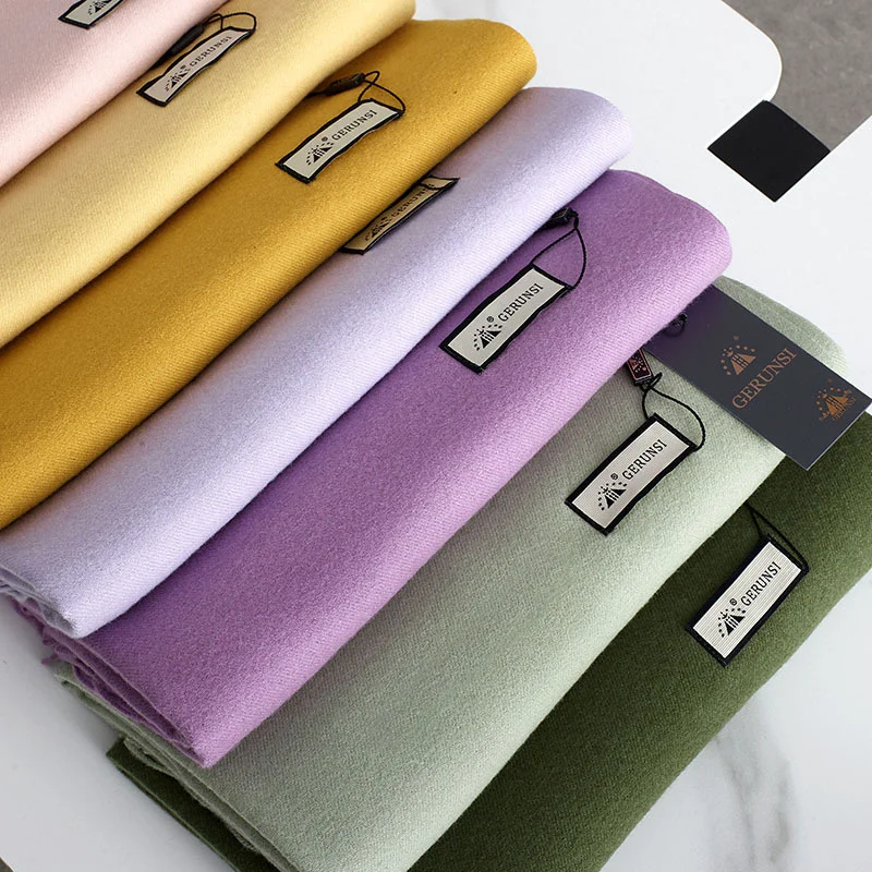 

New Arrival Solid Color Plain Cashmere Scarves With Tassel Women Winter Thick Soft Warm Wool Scarf Shawls&Wraps Brand Hot Sale