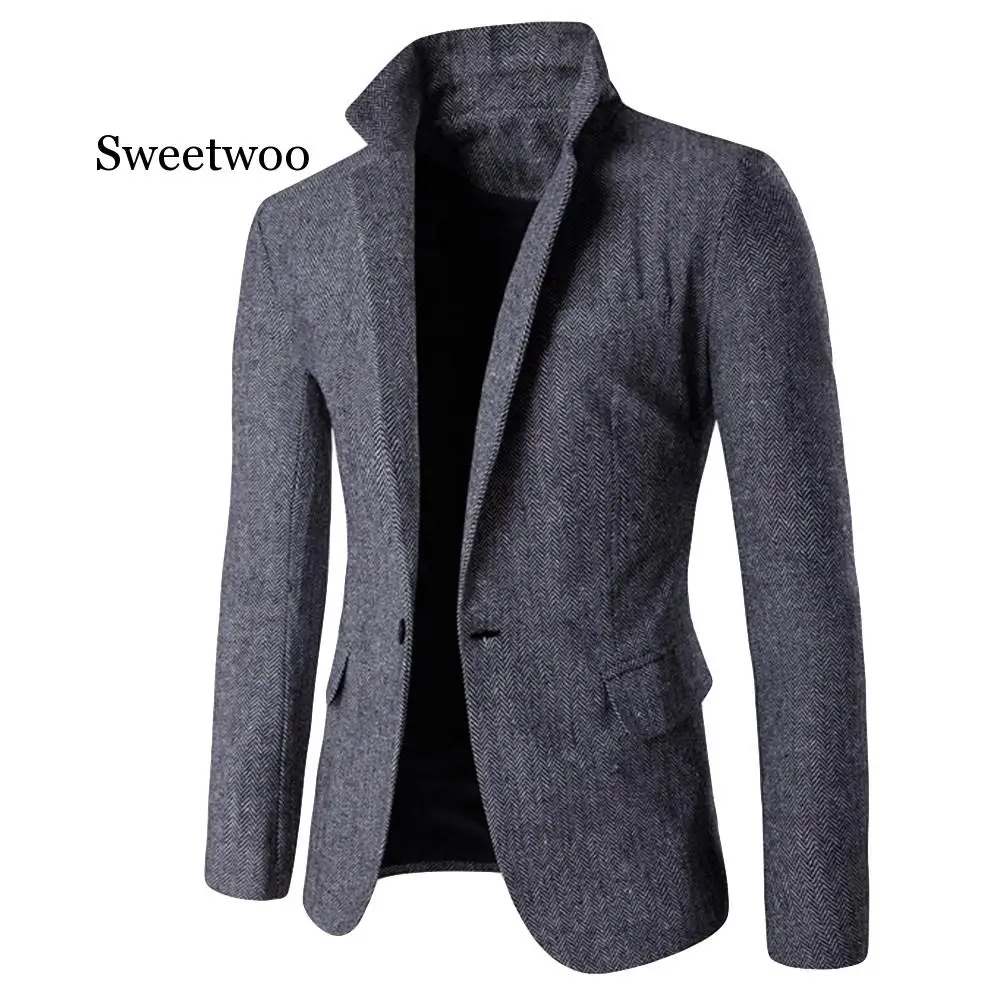 Men's Jacket Casual Pure Color Single Button Long Sleeve Suit Jacket Coat blazer men jackets and coats