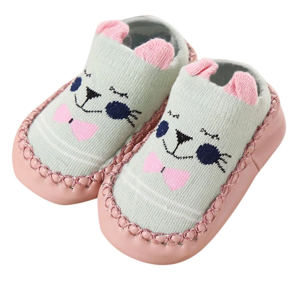 Детские носки г. Осенне-зимние носки-тапочки с мультяшными ушами для новорожденных мальчиков и девочек Нескользящие Детские ступни L400903 - Цвет: GN