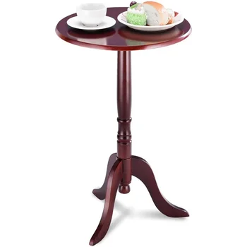 

Classic Round Accent Table W/ Simple Design Bedroom Cherry Wood Small Tea Coffee Table HW57876