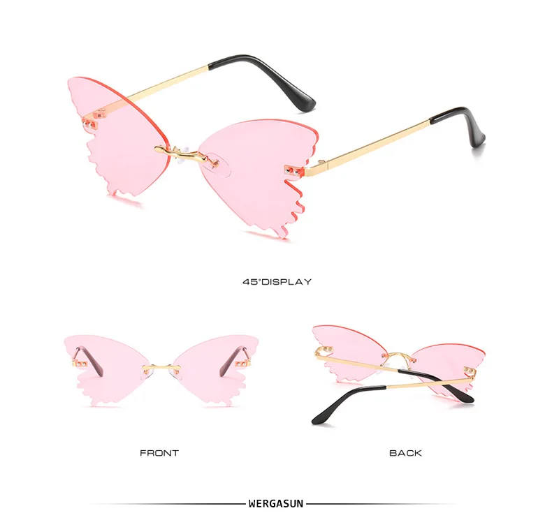New Fashion Frameless Butterfly Rhinestone Sunglasses Ladies Steampunk Fashion Designer Sunglasses Retro Glasses big sunglasses for women