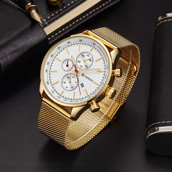 CURREN 8227 Luxury Brand Watch Clock Men Watches Military Famous Male Clock Quartz Watch Golden Quartz-watch Relogio Masculino