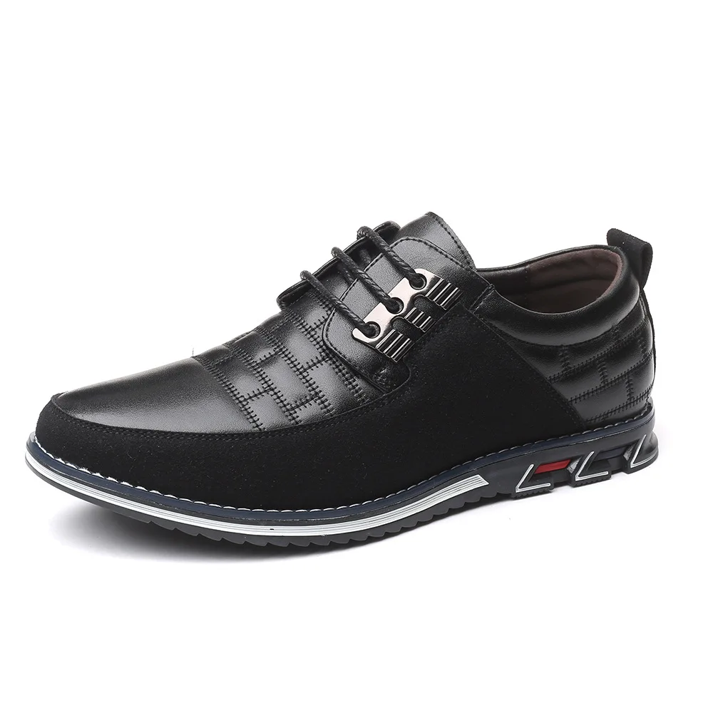 Plus Size 38-48 NEW Leather Men Casual Shoes Brand Mens Loafers Moccasins Breathable Slip On Lace Up Black Driving Shoes H444