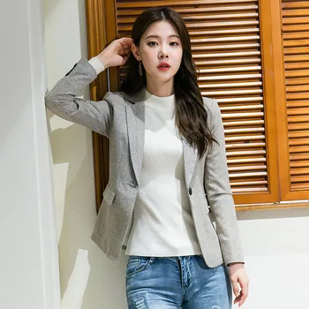 

Women's jacket 2019 autumn new casual fashion temperament slim slimming single buckle small suit jacket women's shirt
