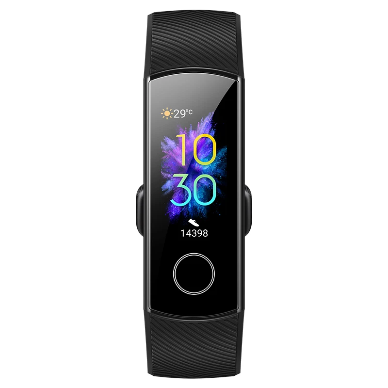 Умный Браслет huawei Honor Band 5 с сенсорным экраном, смарт-браслет 4, 0,95 дюймов, трекер, умный OLED, для плавания, водонепроницаемый, Bluetooth, фитнес-трекер - Цвет: Черный