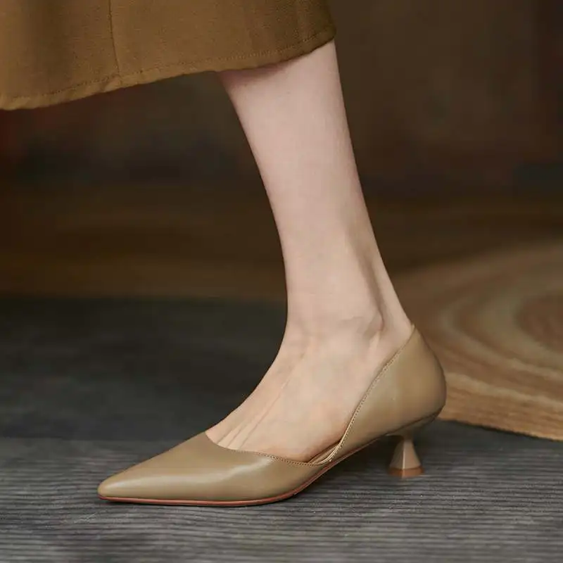 Krazing Pot Full Grain Leather Colorful Pointed Toe Stiletto High Heels Slip On Fashion Shallow Sexy Wedding Wholesale Ins Pumps