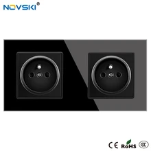 Cheap EU French Wall Crystal Glass Black Panel Power Socket Triple Plug Grounded, 16A Quintuple Electrical Socket, 15 Years Warranty Cheap EU French Wall Crystal Glass Black Panel Power Socket Triple Plug Grounded, 16A Quintuple Electrical Socket, 15 Years Warranty