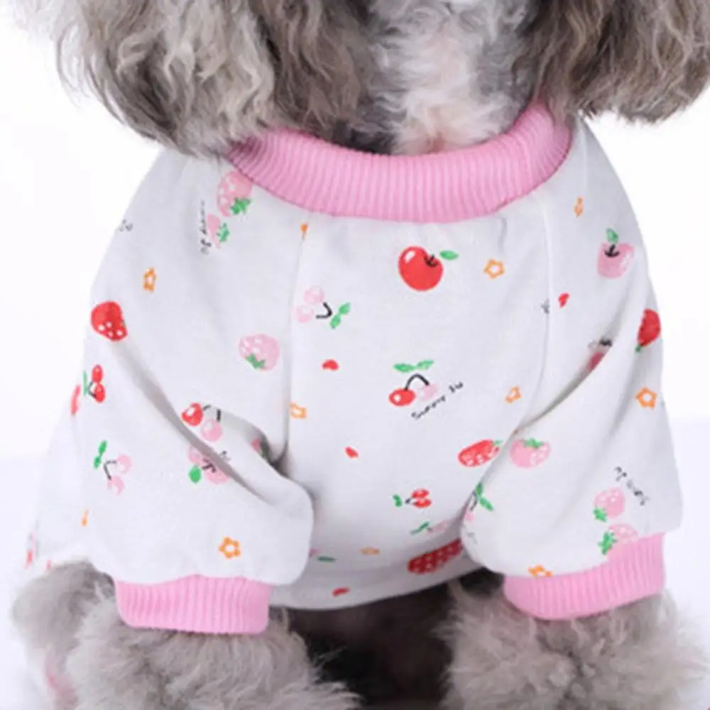 Cherry Одежда для щенков; Пижама для домашних животных с четырьмя ножками; вязаная одежда для домашних животных; милая удобная домашняя одежда; пижамы; джемпер - Цвет: Cherry