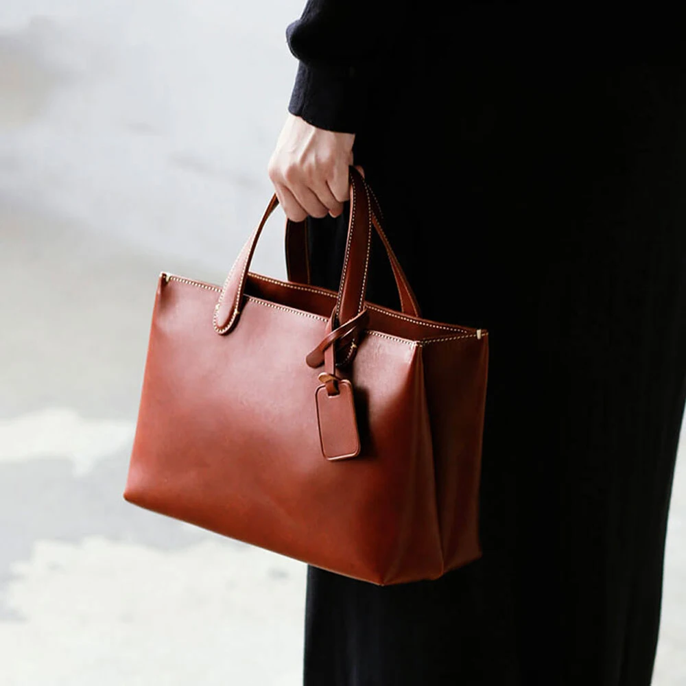 DIY leather craft women handbag 500gsm kraft paper die cutting sewing pattern stitch hole english version template 30x25x14cm