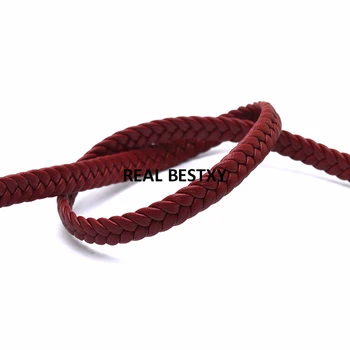 

5m/lot approx: 8*3mm red Flat Braided Leather Cord For DIY Necklace Bracelet Making String Rope Thread Jewelry Making Materials