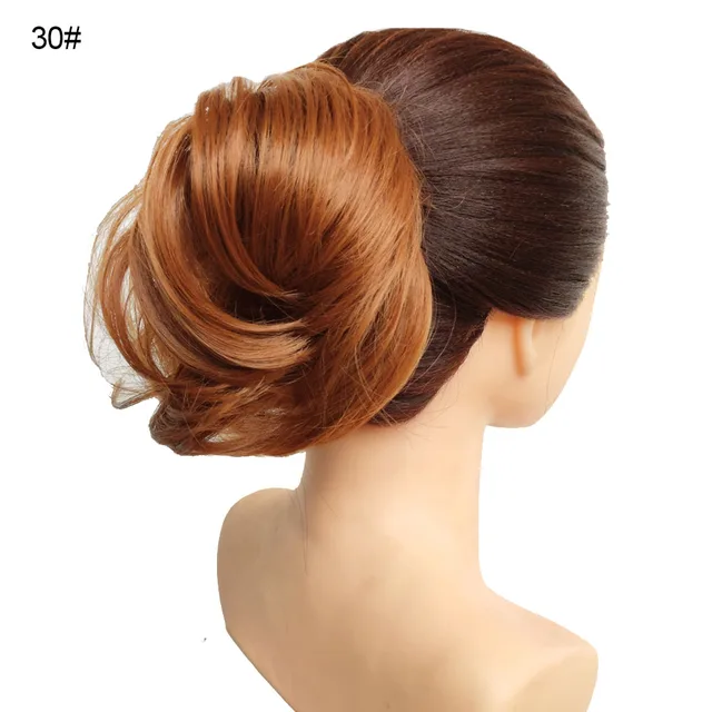 Jeedou Messy Chignon Donut Hair Bun Pad Elastic Hair Rope Rubber Band Synthetic Hairpiece Gary Brown Color S-30