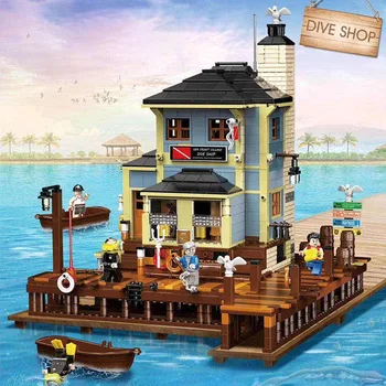 

Creative Series The Dive Shop Fishing Lighthouse and Boat Hous Diner Model Building Blocks Bricks 21310 Toys Kids Christmas Gift