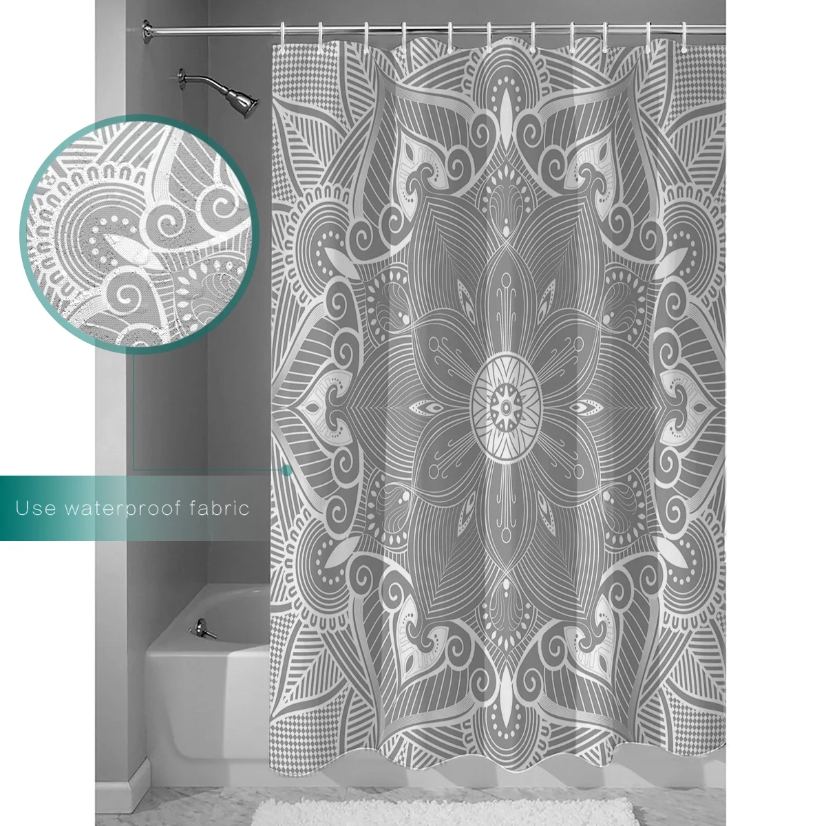 Mandala Shower Curtain Waterproof Bathroom Curtains Polyester Fabric Shower Curtains Hooks for Bathroom Decor