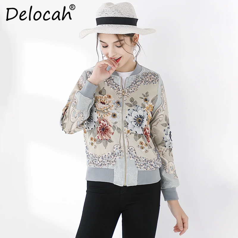 

Delocah Runway Fashion Autumn Winter Jacket Women's Long Sleeve Elegant Jacquard Beading Female Stylish Vintage Tops Coats
