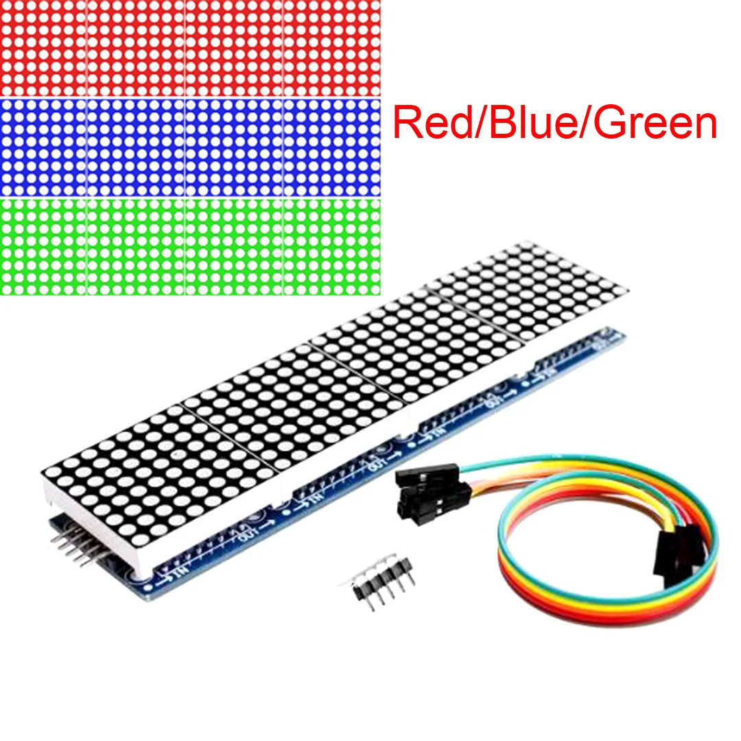 

MAX7219 Dot Matrix Module Microcontroller 4 In One Display with 5P Line 4 in 1 Red/Blue/Green