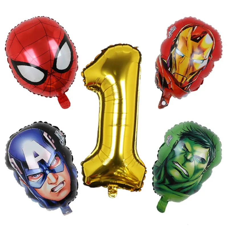 5pcs MARVEL Super Hero Balloon Spiderman Aluminum Foil Balloons Kids Birthday Party Decoration Baby Shower Iron Man Balloons 3