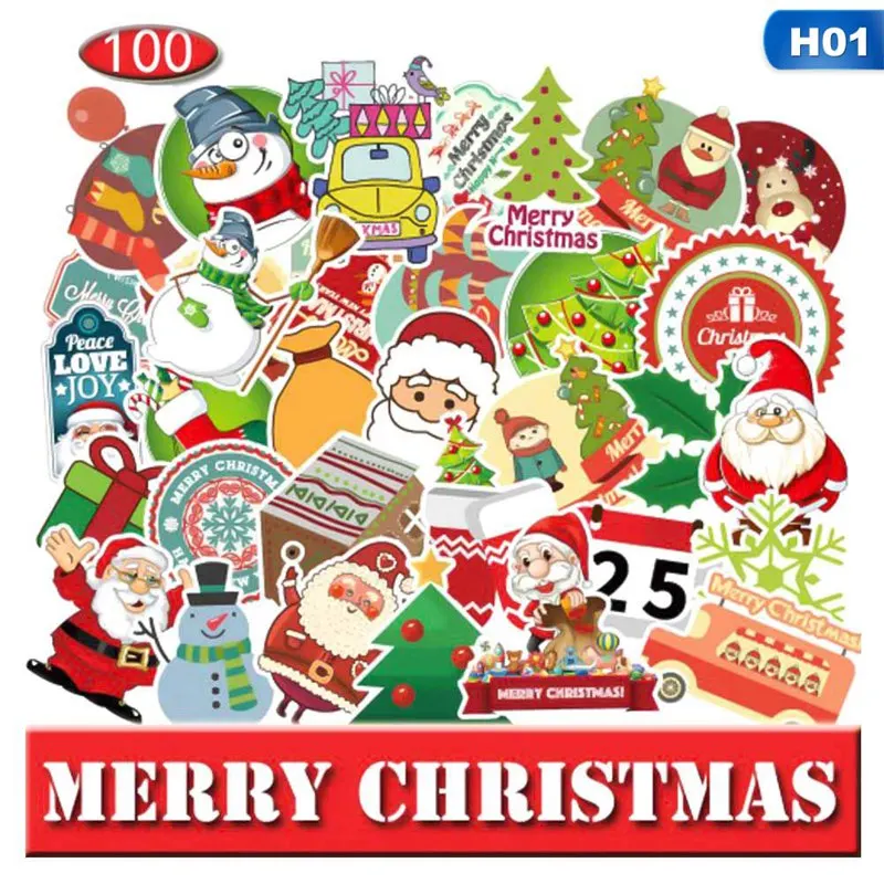 100 шт./компл. Merry Christmas Стикеры уличных танцев Doodle Стикеры костюм; Детский костюм на Рождество День Водонепроницаемый ПВХ Стикеры