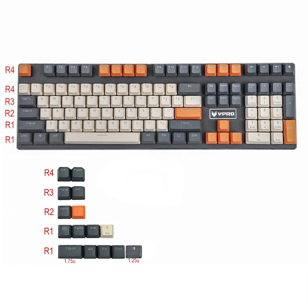 Duplo Tiro Polar Backlit Keycaps Gradiente Pbt Oem Perfil Keycap para Teclado Mecânico mx 124 Ymdk 104 87 84 68 - Imagem 4