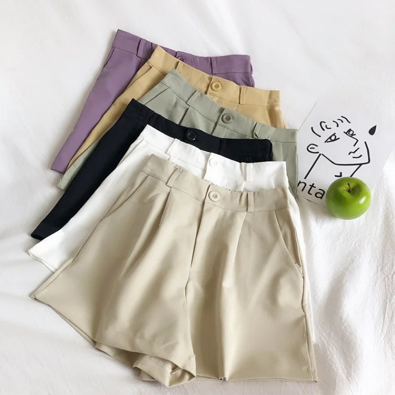 

2022 New Casual Comfortable Elegant Wild Shorts Women's Elastic High waist Suit Shorts Summer Wide Leg A-line Shorts