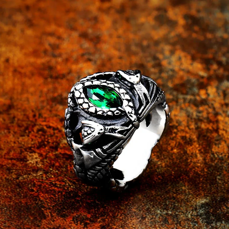 Stainless Steel Ring Finger Ring Animal Ring BEIER Aragorn II Barahir Snake Stainless Steel Men Ring Jewelry BR8-599