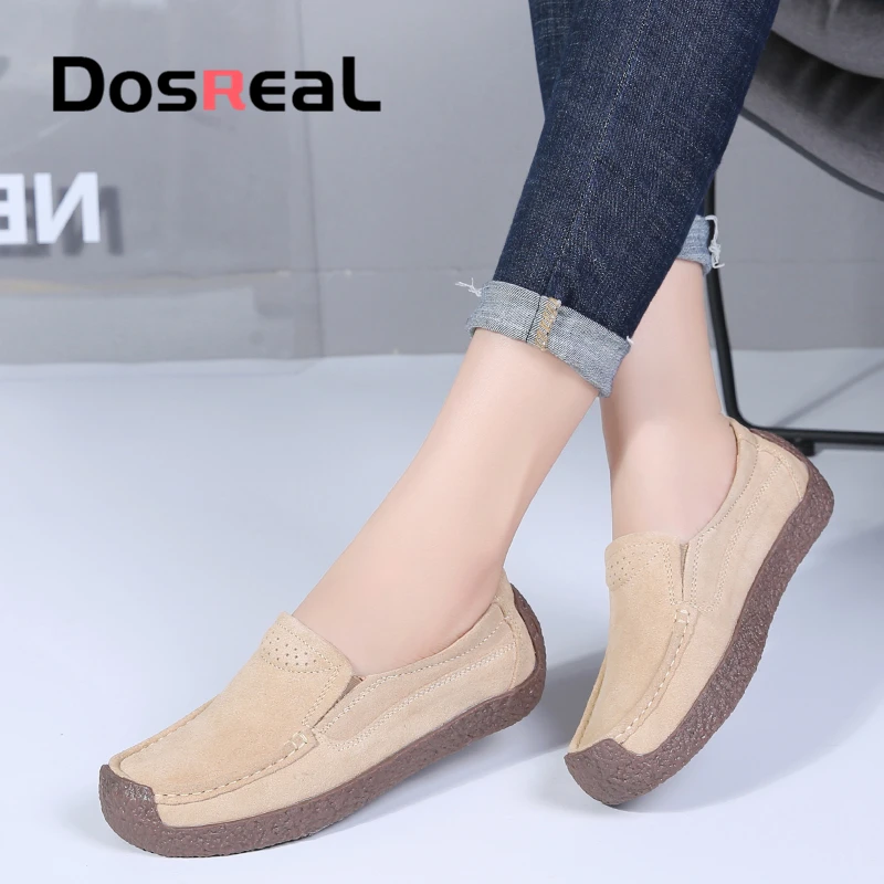 

Dosreal 2020 Winter Women Flats Shoes With Fur Women Slip On Flats Loafers Suede Leather Shoes Handmade Rubber Boat Shoes