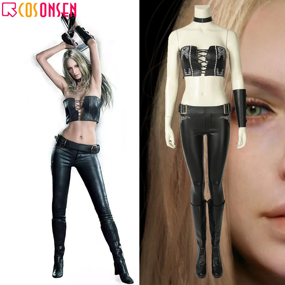 

Trish Gloria Cosplay Costume DMC Women Game Costume Sexy Fancy Outfit Adult Halloween Leather Corset Pants Suit COSPLAYONSEN